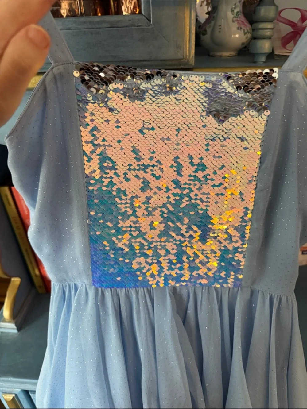 Justice Light Blue Girls' Party Dress with Sequined Bodice